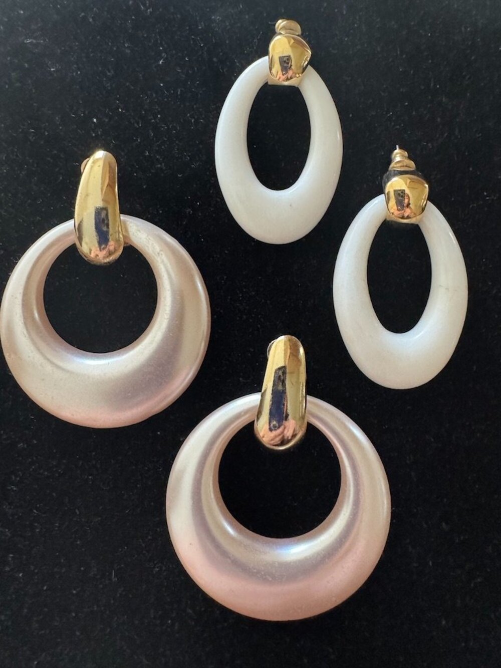 Set of 2 Stunning Fashion Hoop Ear Rings with Gold Accents for Day or Evening.